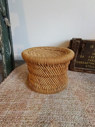 Vintage bamboo cane woven - woven, foot