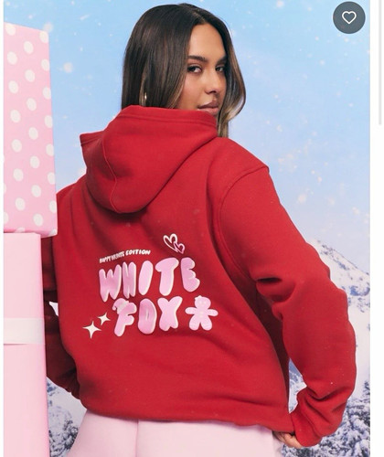 White fox red oversized hooded - red,