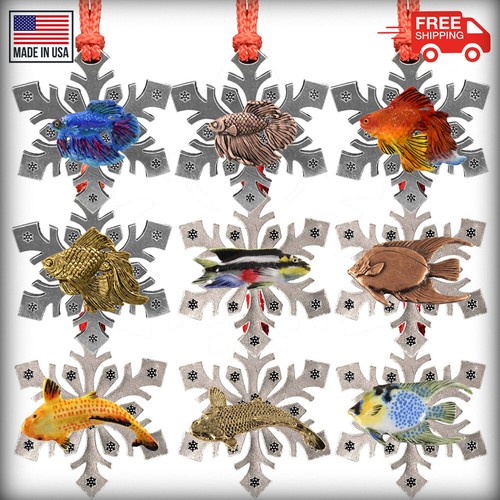 Pewter tropical fish snowflake - tropical,