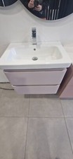 Bathroom 2 Drawer Vanity 600mm, Sink & Tap, RAK, Rose colour,