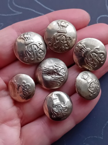 Vintage white metal buttons - metal,