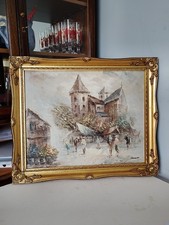 Large Vintage Oil On Canvas
