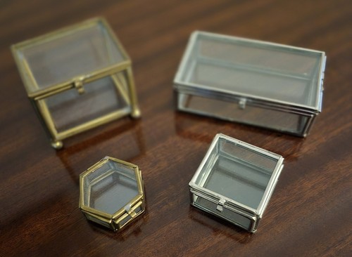 Set glass trinket boxes - of,