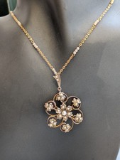 Edwardian 9ct Gold Seed Pearl Pendant/Brooch With Matching 9ct Gold Chain