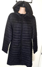 PRIMARK Lge 14/16 black SUPER LIGHT padded zip front pocketed hooded puffa coat