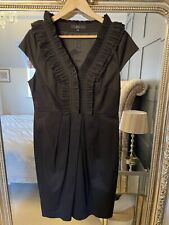 Coast black dress with pleated detail to neckline