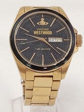 Vivienne Westwood Time Machine Gold Tone Watch WV0063B Day Date 40mm Dial 5ATM