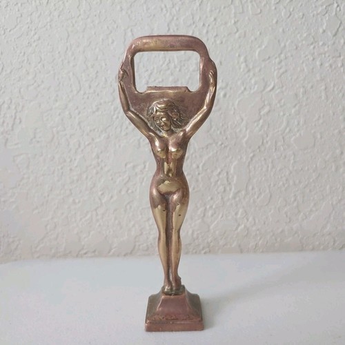 Vintage brass lady bottle - vintage,