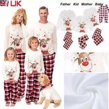 UK Family Matching Christmas Pyjamas Adult Kids Xmas Nightwear Pjs Set Reindeer