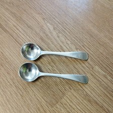 2 SOLID SILVER ENGLISH Salt Spoons LEVI & SALAMAN Birmingham 1907 5.7cm