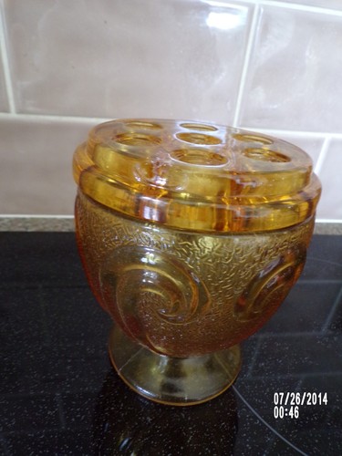 Vintage bagley amber posy vase - bagley,