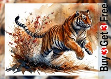 Majestic Leaping Tiger 5"x7"