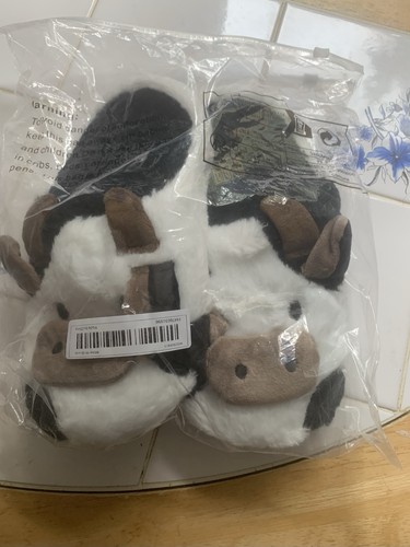 New furry cow slippers - furry, size