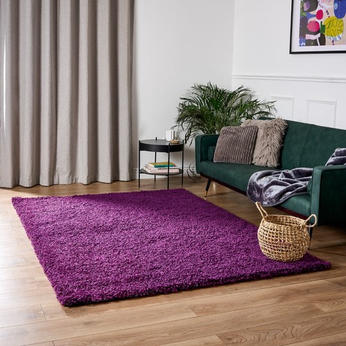 Purple shaggy rug 5cm deep - purple,