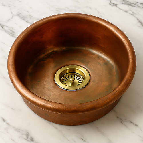 Handmade round copper sink - round,
