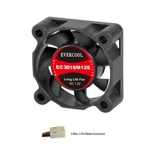 Evercool 30mm 3cm 30 x 30 x 10mm 3 Pin 12 Volt PC Case Fan (M) EC3010M12EA
