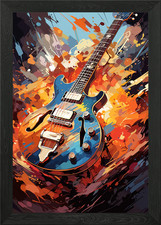Harmony Electric Guitar Framed Wall Art Poster Canvas Print Picture
