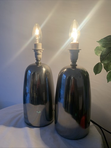 Chrome touch table lamps - chrome, pair