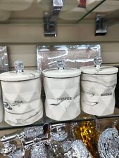 Tea Coffee Sugar Jar Marble Grey Pink Storage Set Tableware Air Tight Canisters
