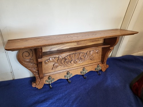 Vintage style carved oak coat - carved,