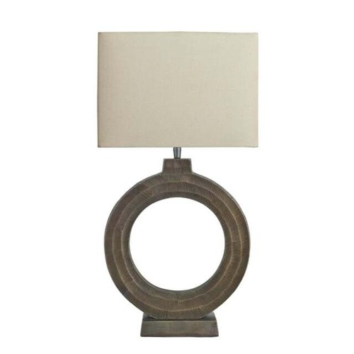Brass finish circle table lamp - finish,