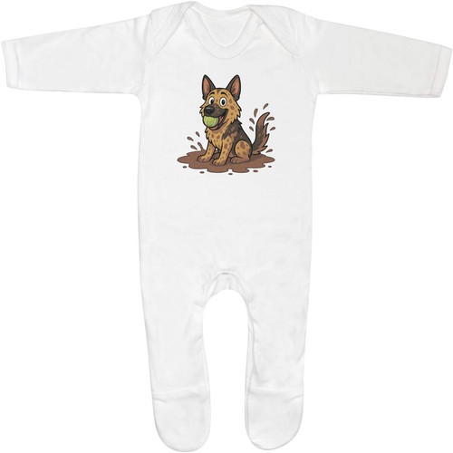 Muddy german shepherd baby - german,