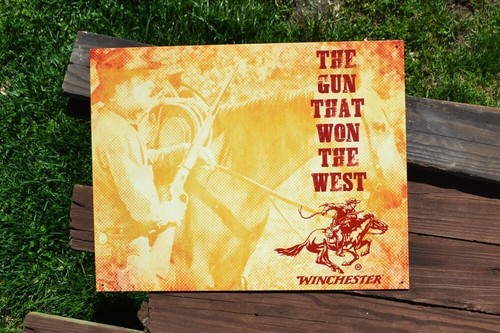 Winchester firearms tin sign - tin,