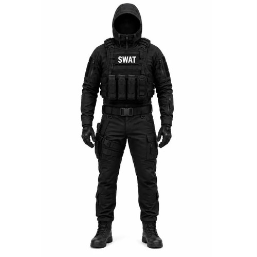 Black swat tactical hooded - black,