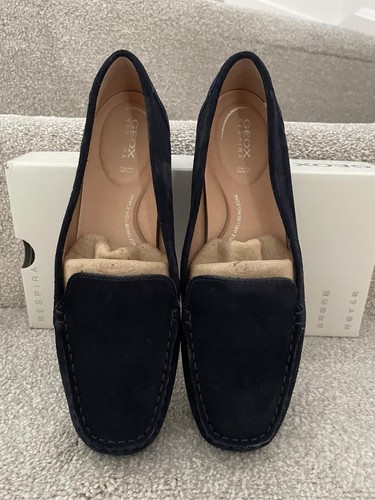 Ladies navy suede - suede, flat