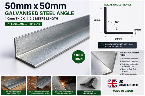 Plain galvanised steel angle - galvanised, /