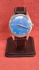 Vintage Rare HMT PILOT Para Shock 17 Jewels Day Date, Blue Dial, Stainless Steel