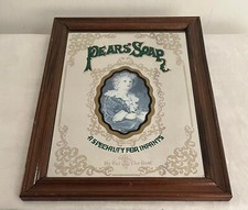A lovely vintage PEARS SOAP wood & glass Advertising Mirror/picture