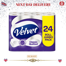 Velvet Classic Quilted Toilet Tissue 24 Rolls Luxuriously Soft 3-ply White