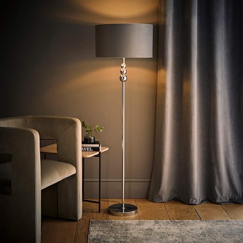 Chrome stem floor lamp - stem, velvet