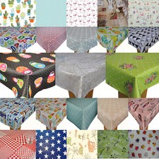 WIPE CLEAN TABLECLOTH COVER VINYL OILCLOTH WIPEABLE PROTECTOR 140 x 250 cm