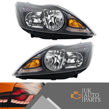 Headlights Ford Focus Mk2 2008-2011 Black Inner Headlamps Pair Left & Right ST