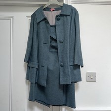 Vintage Maternity Blue 100% Wool Suit, Skirt Needs Hem For Desired Length Small