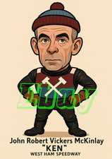 Ken McKinlay West Ham Speedway caricature print 6 x 4"