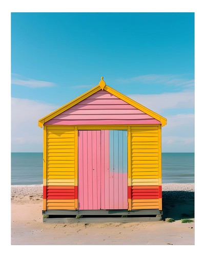 Vibrant beach hut wall - vibrant,