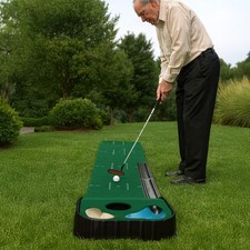 Compact Golf Putting Mat for Home Use – Includes Return Track & Training Aids