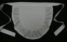 LADIES WHITE 50'S HALF WAIST APRON PINNY RETRO VINTAGE STYLE FRILLY WAITRESS.