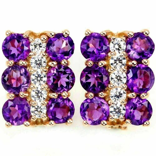 Silver earrings amethyst - silver,