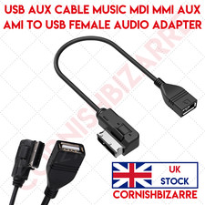USB AUX CABLE MUSIC MDI MMI AMI TO USB FEMALE - AUDIO AUX ADAPTER FITS AUDI VW
