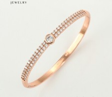 9ct 9k Rose Gold Plated Lady Girl Women Openable Bangle Bracelet 59mm Gift 1301