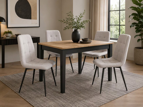 Small dining table oak black - table,
