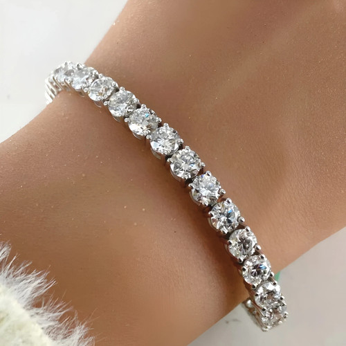 Gold diamond tennis bracelet - gold,