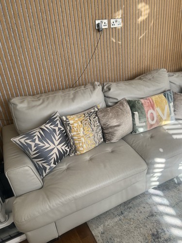 Used cream leather - leather, sofa