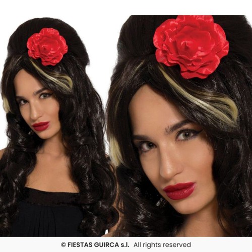 Pop star wig with flower - star,