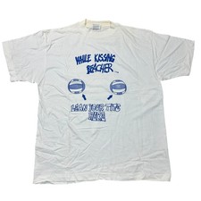 Vintage Single Stitch T-Shirt Hanes Joke Graphic Print White Mens Large