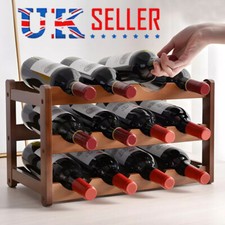 Wooden Wine Rack,Wine Bottle Holder,Hold 12 Bottles,Counter top Free Standing